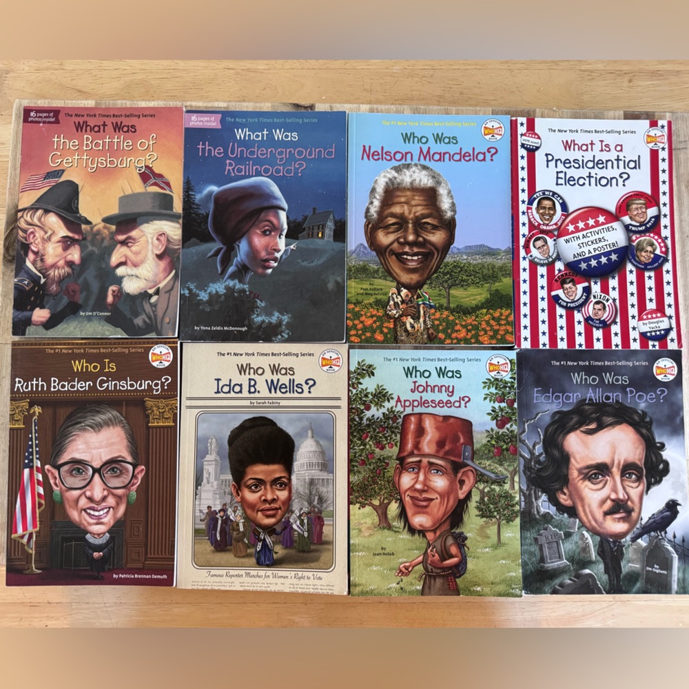 Set of 8 'WHO HQ ‘Who Was' Kids Biography Books